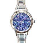 Patterns, Doodles, Pattern, Colorful Round Italian Charm Watch