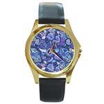 Patterns, Doodles, Pattern, Colorful Round Gold Metal Watch