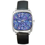 Patterns, Doodles, Pattern, Colorful Square Metal Watch