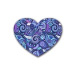 Patterns, Doodles, Pattern, Colorful Rubber Coaster (Heart)