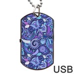 Patterns, Doodles, Pattern, Colorful Dog Tag USB Flash (One Side)