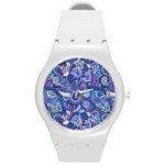 Patterns, Doodles, Pattern, Colorful Round Plastic Sport Watch (M)