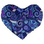 Patterns, Doodles, Pattern, Colorful Large 19  Premium Heart Shape Cushions