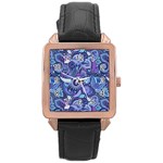 Patterns, Doodles, Pattern, Colorful Rose Gold Leather Watch 