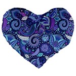 Patterns, Doodles, Pattern, Colorful Large 19  Premium Flano Heart Shape Cushions