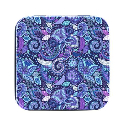 Patterns, Doodles, Pattern, Colorful Square Metal Box (Black) from ArtsNow.com Front