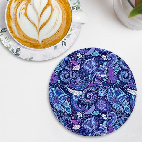 Patterns, Doodles, Pattern, Colorful UV Print Round Tile Coaster from ArtsNow.com Front