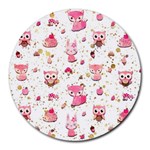 Pink Woodland Animals, Koteto Round Mousepad