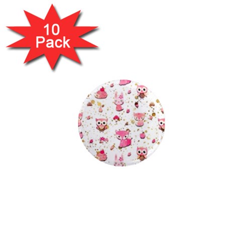 Pink Woodland Animals, Koteto 1  Mini Magnet (10 pack)  from ArtsNow.com Front