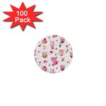 Pink Woodland Animals, Koteto 1  Mini Buttons (100 pack) 