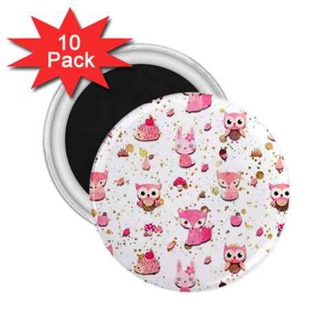 Pink Woodland Animals, Koteto 2.25  Magnets (10 pack)  from ArtsNow.com Front