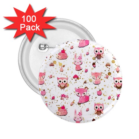 Pink Woodland Animals, Koteto 2.25  Buttons (100 pack)  from ArtsNow.com Front