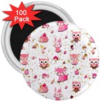 Pink Woodland Animals, Koteto 3  Magnets (100 pack)