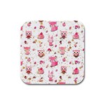 Pink Woodland Animals, Koteto Rubber Square Coaster (4 pack)