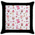 Pink Woodland Animals, Koteto Throw Pillow Case (Black)