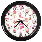 Pink Woodland Animals, Koteto Wall Clock (Black)