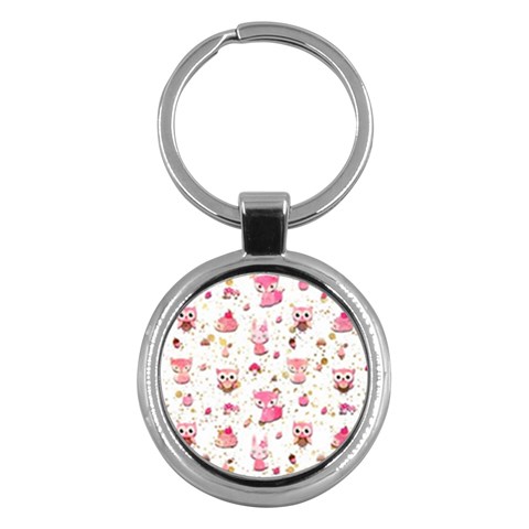 Pink Woodland Animals, Koteto Key Chain (Round) from ArtsNow.com Front