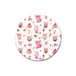 Pink Woodland Animals, Koteto Magnet 3  (Round)