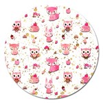 Pink Woodland Animals, Koteto Magnet 5  (Round)