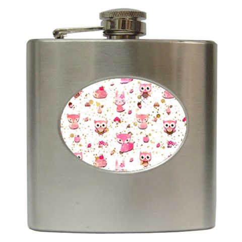 Pink Woodland Animals, Koteto Hip Flask (6 oz) from ArtsNow.com Front