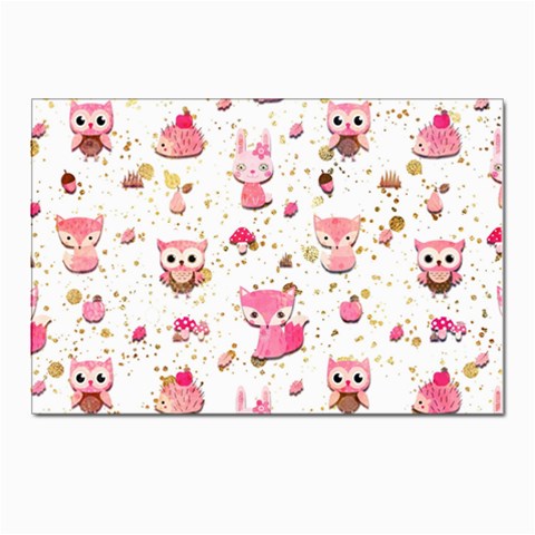 Pink Woodland Animals, Koteto Postcards 5  x 7  (Pkg of 10) from ArtsNow.com Front