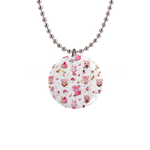 Pink Woodland Animals, Koteto 1  Button Necklace from ArtsNow.com Front