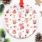 Pink Woodland Animals, Koteto Round Ornament (Two Sides)