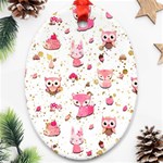 Pink Woodland Animals, Koteto Oval Ornament (Two Sides)