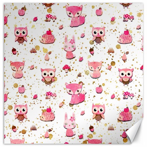 Pink Woodland Animals, Koteto Canvas 12  x 12  from ArtsNow.com 11.4 x11.56  Canvas - 1