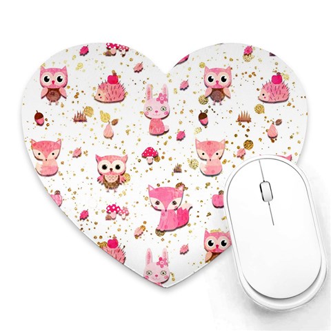 Pink Woodland Animals, Koteto Heart Mousepad from ArtsNow.com Front