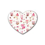 Pink Woodland Animals, Koteto Rubber Heart Coaster (4 pack)