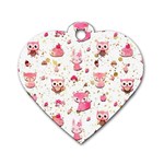 Pink Woodland Animals, Koteto Dog Tag Heart (One Side)