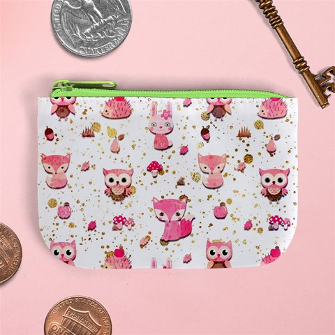 Pink Woodland Animals, Koteto Mini Coin Purse from ArtsNow.com Front