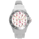 Pink Woodland Animals, Koteto Round Plastic Sport Watch (L)