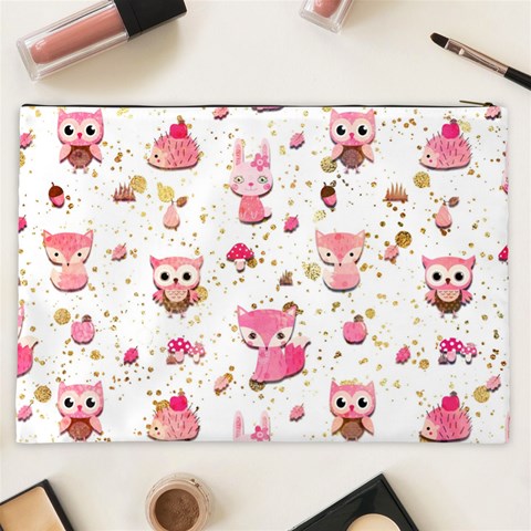 Pink Woodland Animals, Koteto Cosmetic Bag (XXL) from ArtsNow.com Back