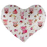 Pink Woodland Animals, Koteto Large 19  Premium Heart Shape Cushions