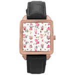 Pink Woodland Animals, Koteto Rose Gold Leather Watch 