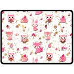 Pink Woodland Animals, Koteto Two Sides Fleece Blanket (Large)