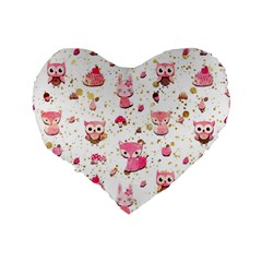 Pink Woodland Animals, Koteto Standard 16  Premium Flano Heart Shape Cushions from ArtsNow.com Back