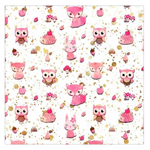 Pink Woodland Animals, Koteto Square Satin Scarf (36  x 36 ) from ArtsNow.com Front