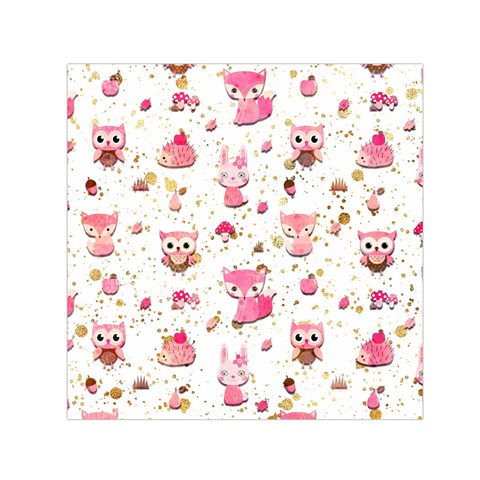 Pink Woodland Animals, Koteto Square Satin Scarf (30  x 30 ) from ArtsNow.com Front