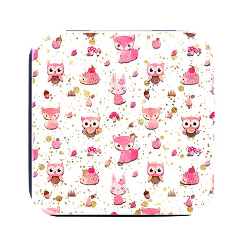 Pink Woodland Animals, Koteto Square Metal Box (Black) from ArtsNow.com Front