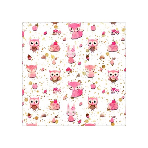 Pink Woodland Animals, Koteto Square Tapestry (Small) from ArtsNow.com Front