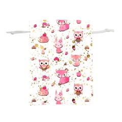 Pink Woodland Animals, Koteto Lightweight Drawstring Pouch (S) from ArtsNow.com Front