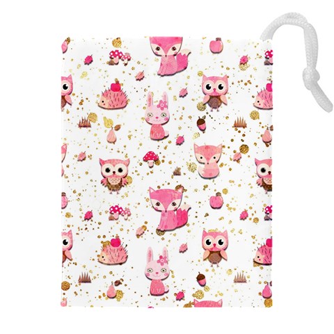 Pink Woodland Animals, Koteto Drawstring Pouch (4XL) from ArtsNow.com Front