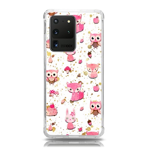 Pink Woodland Animals, Koteto Samsung Galaxy S20 Ultra 6.9 Inch TPU UV Case from ArtsNow.com Front