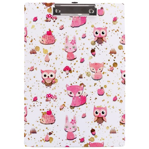 Pink Woodland Animals, Koteto A4 Acrylic Clipboard from ArtsNow.com Front