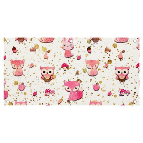 Pink Woodland Animals, Koteto Banner and Sign 4  x 2  from ArtsNow.com Front