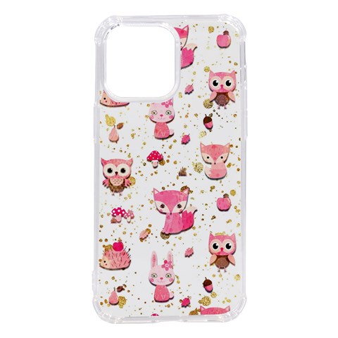 Pink Woodland Animals, Koteto iPhone 14 Pro Max TPU UV Print Case from ArtsNow.com Front