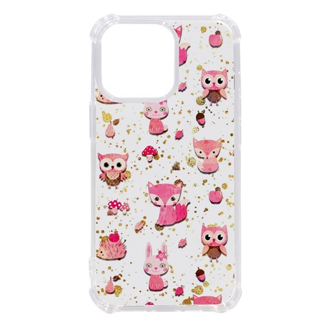 Pink Woodland Animals, Koteto iPhone 13 Pro TPU UV Print Case from ArtsNow.com Front